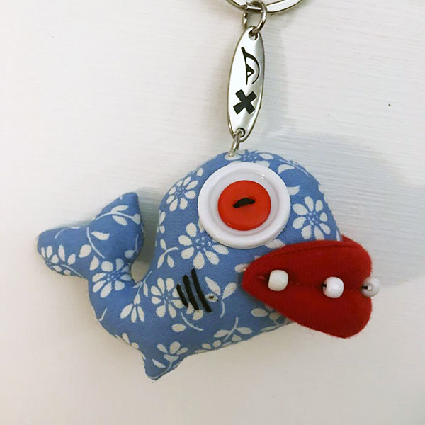 Keychain Colorful Piranha Fish - Vintage Doll