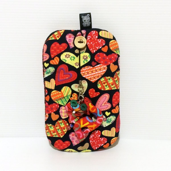 Phone Cover Bag Hearts pattern with cat