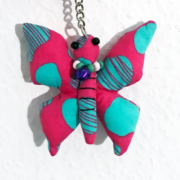 Fucsia butterfly Keychain - Vintage Doll