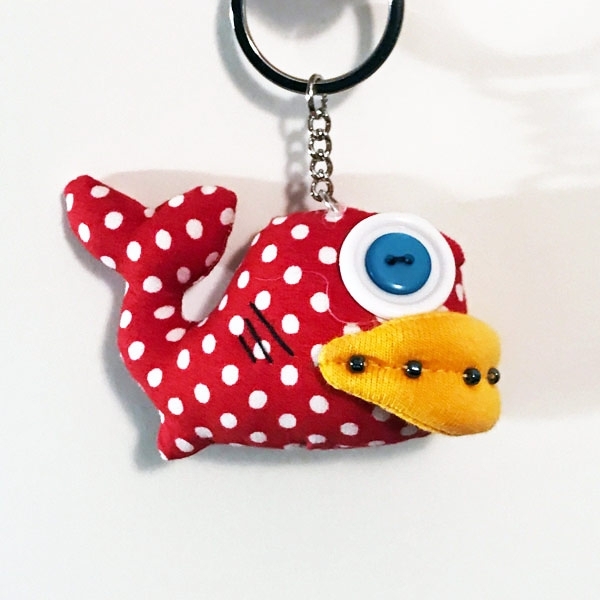 Keychain Red Piranha Fish - Vintage Doll