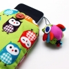 Cover Phone Bag verde con gufi